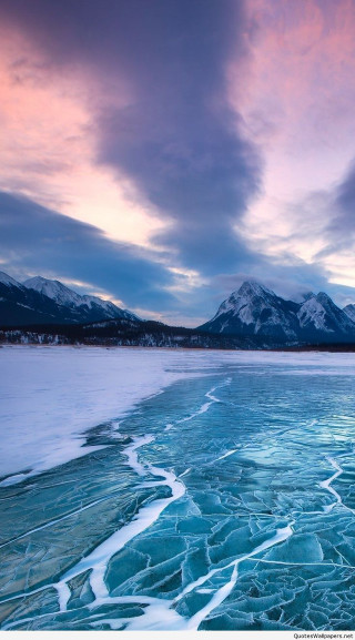 Frozen lake mountains sunset pink - sunset free wallpaper