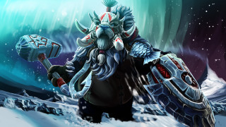 Cartoon man beard hammer helmet - his hand and a helmet free wallpaper