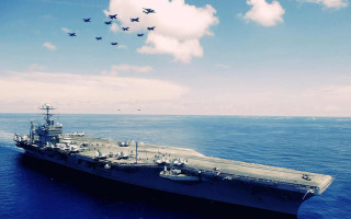 Large ship ocean jets flying - a large ship in the middle of the ocean free wallpaper