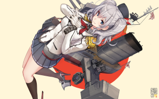 Woman cosplay outfit gun machine - official art free wallpaper for desktop