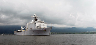 White ship cloudy sky mountains - a large white ship free wallpaper