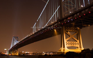 Bridge night water city lights - free new year wallpaper