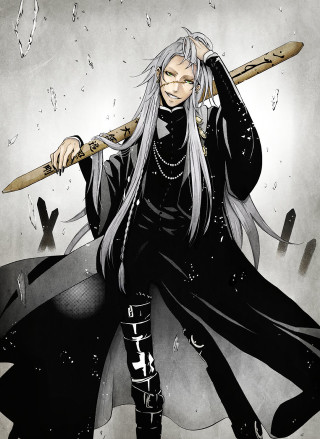 Woman long white hair sword - black clothes free wallpaper