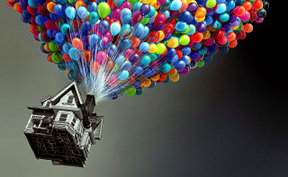 House balloons roof background house - a bunch of balloons free wallpaper