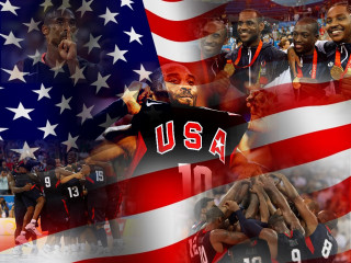 Athletes collage american flag team - heroic free wallpaper