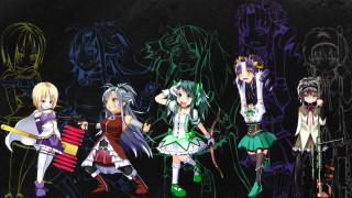Anime girls group black background 4 - madhouse free wallpaper