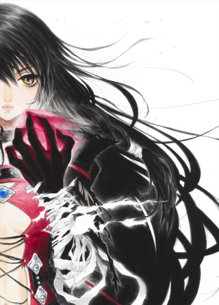 Woman black hair sword skull - her arm free wallpaper