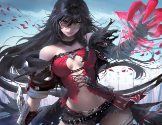 Woman red outfit sword red 4 - a red outfit free wallpaper