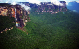 Rainbow mountain waterfall cityscape night - waterfall free wallpaper