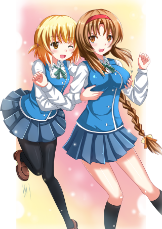 Anime girls hugging posing picture - aimitsu free wallpaper