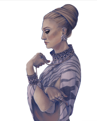 Woman necklace ring scissors looking - regal free wallpaper