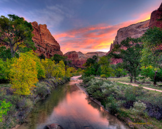 River forest hillside mountain sunset - hillside next free wallpaper