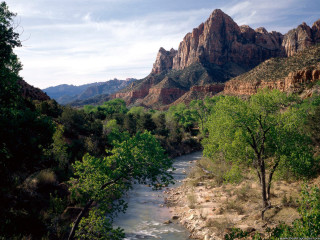 River forest valley mountains bridge - derold page free wallpaper