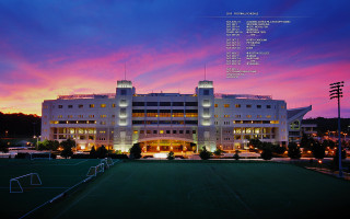 Large building soccer field dusk - dusk free wallpaper