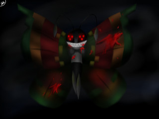 Butterfly red eyes black body - red eye free wallpaper
