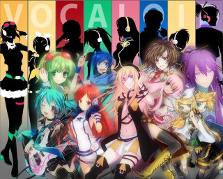Anime girls colorful hair outfits - a rainbow background free wallpaper