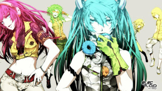 Anime girls long hair colorful 4 - wearing different outfits free wallpaper
