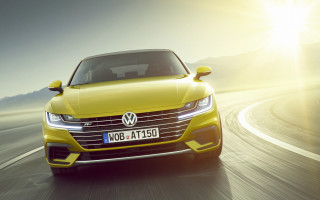 Yellow volkswagen car driving sun - the sun free wallpaper