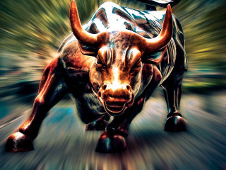 Bull statue blurry photo trees - a blurry photo free wallpaper