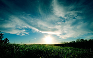 Field blue sky clouds sunset - a sun free wallpaper