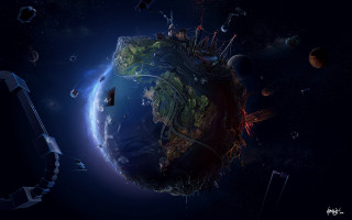 Planet satellite system background foreground 2 - image of a planet free wallpaper