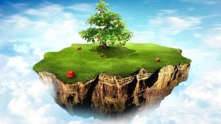 Floating island tree apples top 2 - a small island free wallpaper