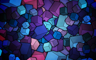 Colorful cubes pattern different sizes - angular free wallpaper