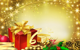 Christmas background presents decorations gold 6 - decoration free wallpaper