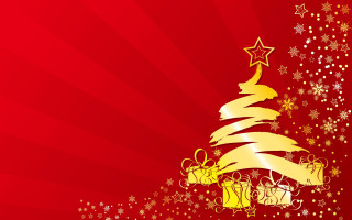 Christmas tree gold ribbon stars - gold free wallpaper for desktop