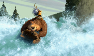 Bear bird wave cartoon mountain - cliff childs free wallpaper