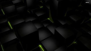 Black green cubes background green - cube free wallpaper