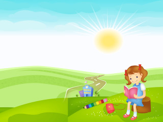 Girl sitting hill reading book - a book free wallpaper