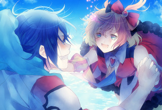 Anime characters touching eyes hands - each others eye free wallpaper