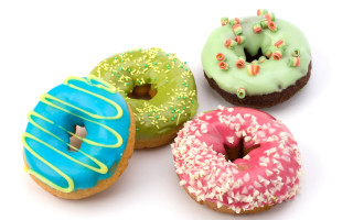 Donuts four different toppings group - eve disher free wallpaper