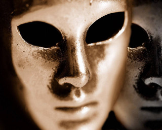 Two masks black white sepia - theatrical free wallpaper