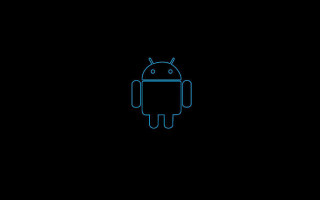 Blue line drawing robot black 2 - purism free wallpaper