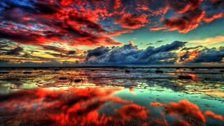 Colorful sky clouds reflection water 3 - a colorful sky free wallpaper
