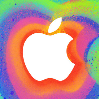 Apple logo colorful background white - international typographic style free wallpaper