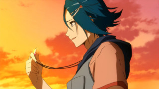 Blue hair string sunset distant - blue hair holding free wallpaper