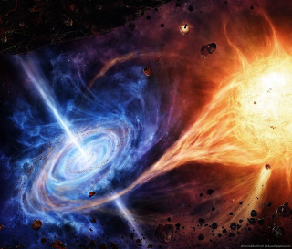 Spiral galaxy star black hole - a black hole in the center free wallpaper