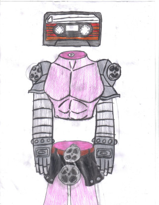 Robot tape recorder dog drawing - the ground free wallpaper