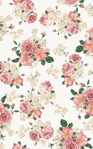 Pink flowers green leaves roses - the side of the wall free wallpaper