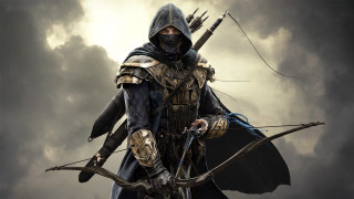 Medieval man bow arrow cloudy 2 - epic fantasy character art free wallpaper