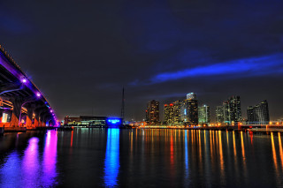 Bridge water city night lights 7 - a body of water free wallpaper for desktop