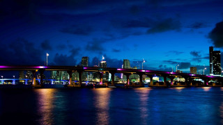 Bridge water night lights city 11 - vivid color free wallpaper