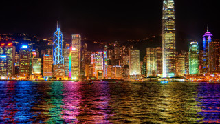 City skyline tall buildings night 3 - tall building free wallpaper