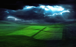 Green field large window cloudy - atmospheric lighting free wallpaper