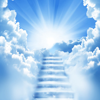 Stairway leading sky clouds sun - white cloud free wallpaper