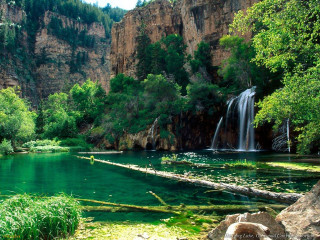 Waterfall river green water rocks 2 - green water free wallpaper