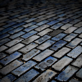 Brick road stop sign photorealism - andor basch free wallpaper